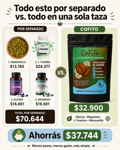 Café Noche — Descafeinado con Glicina, Magnesio, L-Teanina y Manzanilla