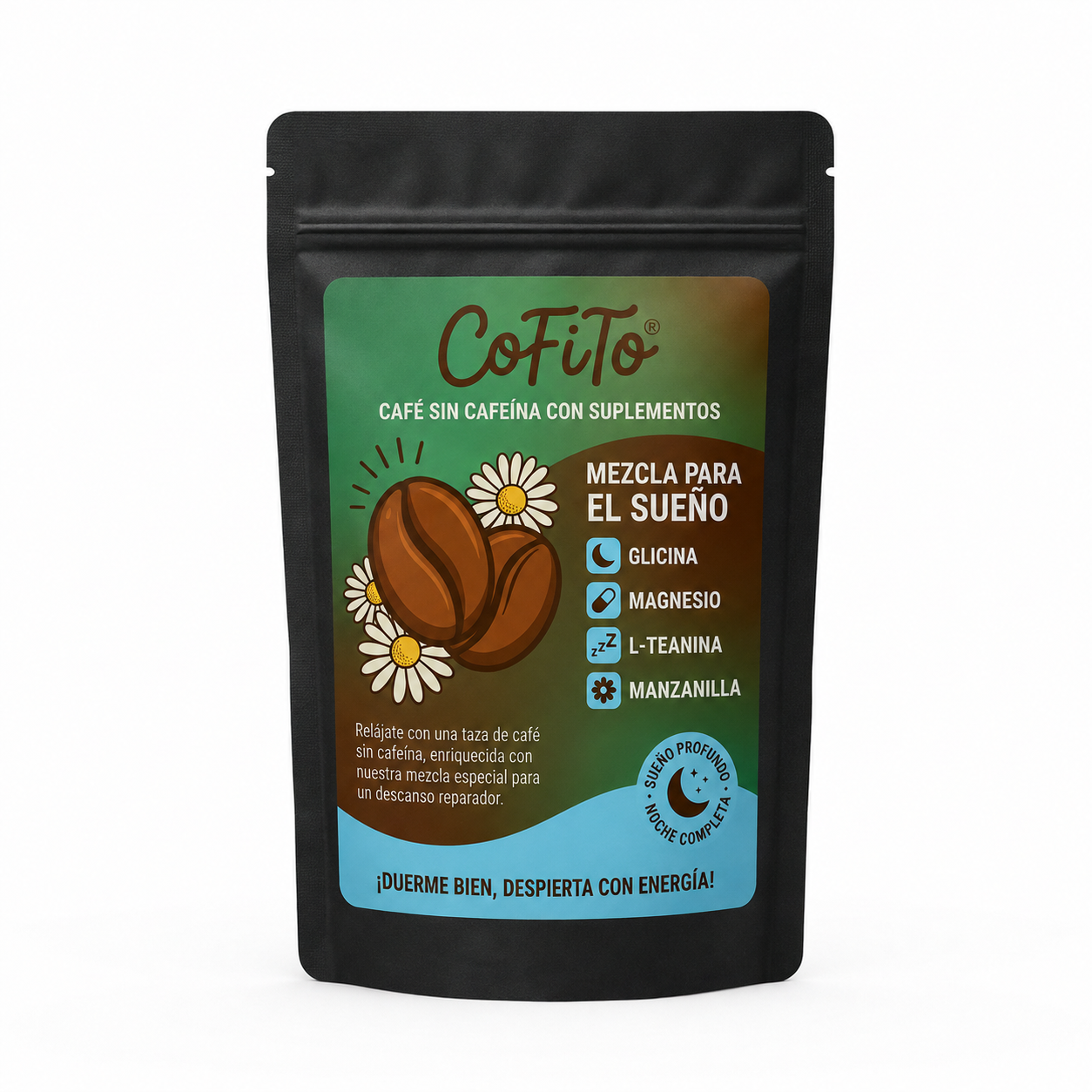 Café Noche — Descafeinado con Glicina, Magnesio, L-Teanina y Manzanilla