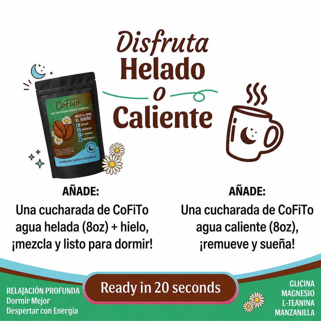 Café Noche — Descafeinado con Glicina, Magnesio, L-Teanina y Manzanilla