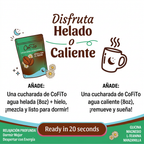 Modo de uso: disfrutá helado o caliente, listo en 20 segundos